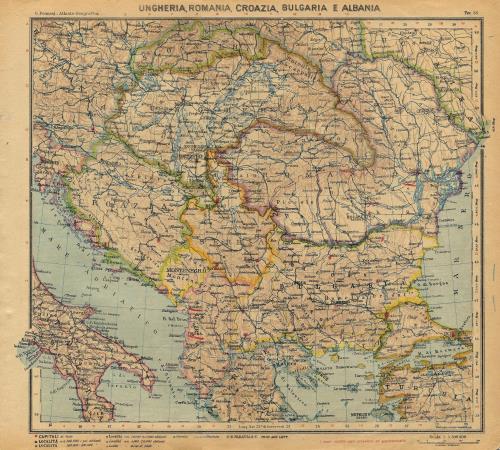 Carta geografica antica EUROPA FISICA Paravia 1941 Old Antique map
